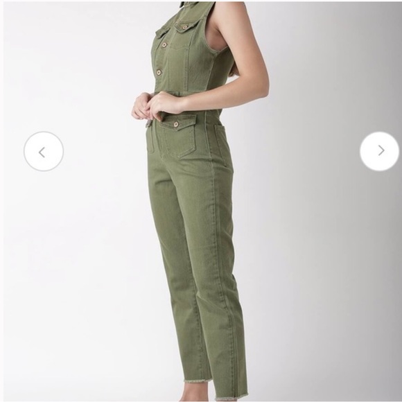 FOREVER 21 olive denim sleeveless utility jumpsuit - Picture 4 of 13